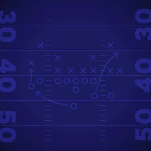Vector illustration of Football Field Play Call Lines Background