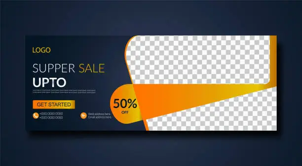 Vector illustration of Supper sale facebook cover and web banner template design