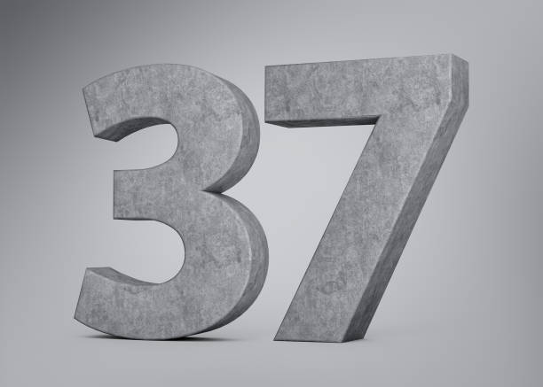 istock 3d Concrete Number Thirty Seven 37 Digit Made Of Grey Concrete Stone Grey Background 3d Illustration 1889848577