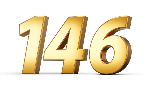 istock 3d number 146 one hundred forty six Gold text isolated on white background with reflection 3d illustration 1889848598