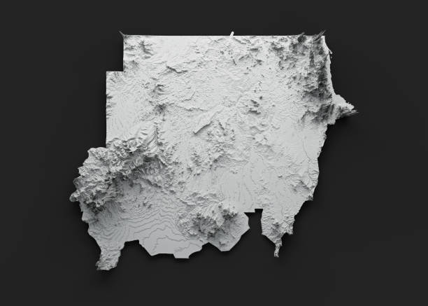 istock Sudan Map Flag Shaded Relief Color Height Map On Black Background 3d Illustration 1889849713