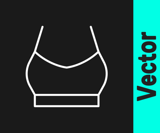 White line Female crop top icon isolated on black background. Undershirt. Vector White line Female crop top icon isolated on black background. Undershirt. Vector. technical routine stock illustrations