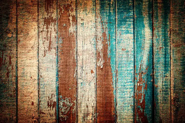 Vignetting Photo of Old Wooden Planks with Weathered Paint