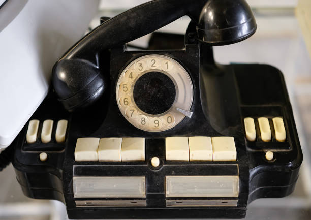 istock Soviet vintage telephone. Rotary Dial Phone. 1889944418