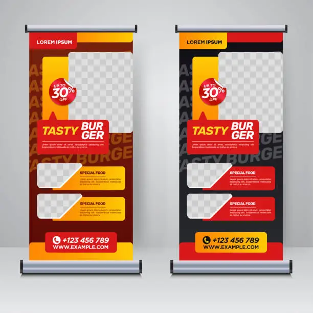 Vector illustration of Food and Restaurant roll up banner design template