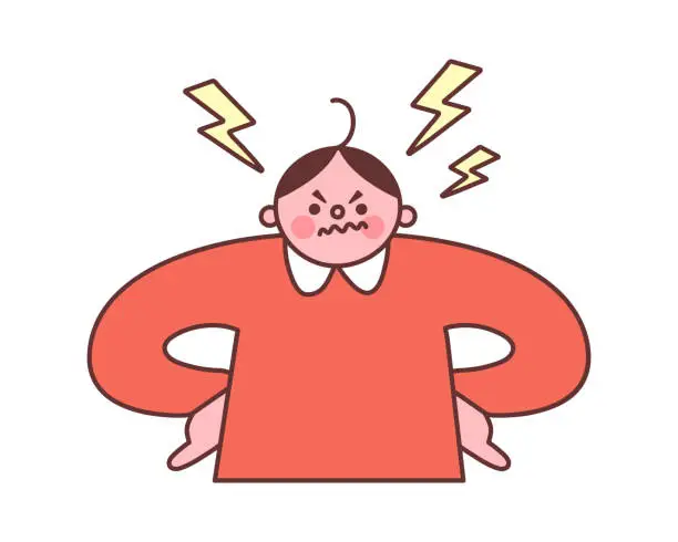 Vector illustration of Angry character with a frown on his face.