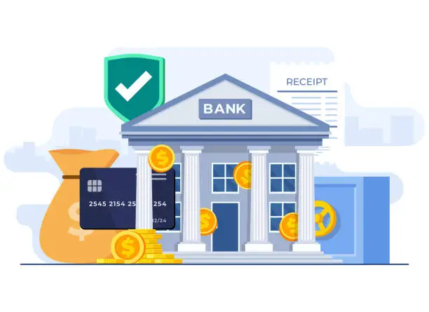 Vector illustration of Banking concept flat illustration vector template, Credit card payment, Savings and investments, Safe digital banking