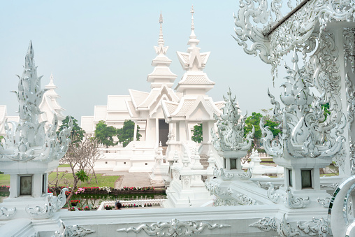 Inner area,filled with Intricately designed fantasy art works. Beautiful snow white,surreal fairytale like,ornate details,created by master Chalermchai Kositpipat, the national artist,opened 1997.