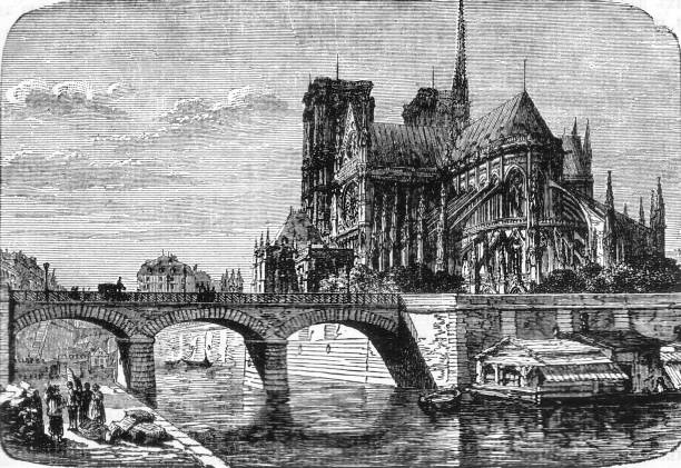istock Notre Dame Cathedral, old vintage illustration, 1898 1890111965