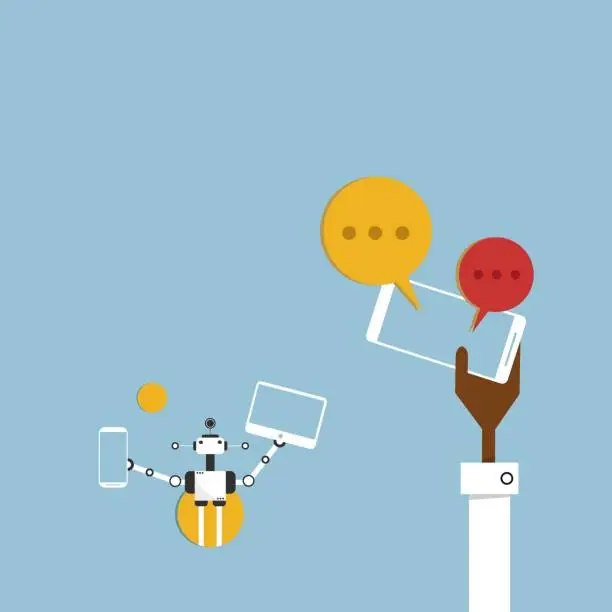 Vector illustration of Chatbot helps people