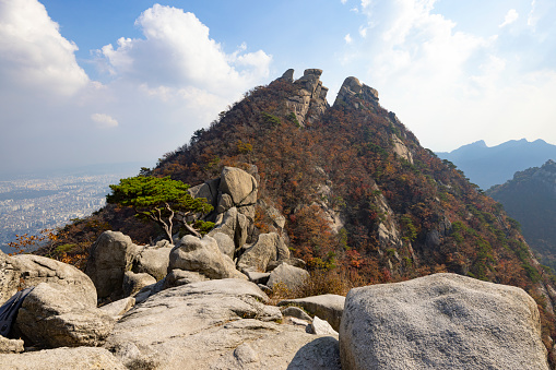 beautiful baegundae mountain area, seoul prefecture, south korea.