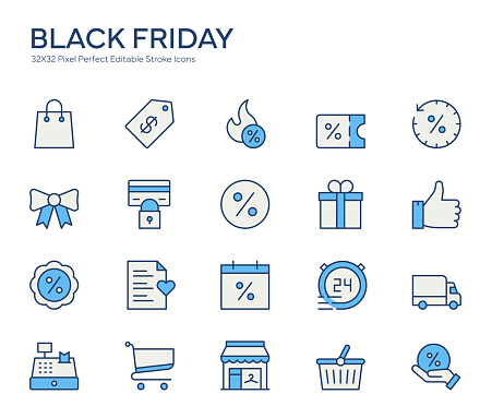 Black Friday Colorful Line Icons