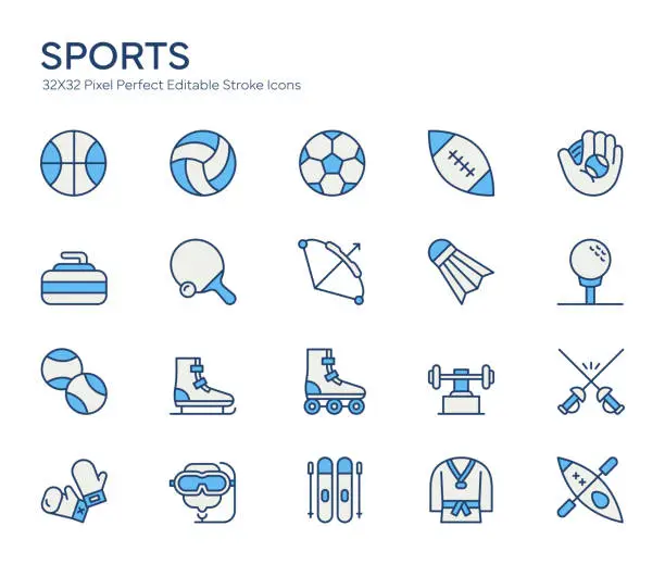 Vector illustration of Sports Colorful Line Icons