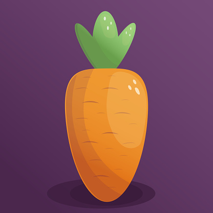 Cartoon carrot on purple background