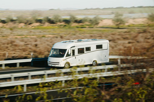 A motor home on a highway