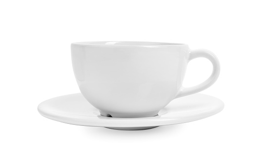 Ceramic cup with saucer isolated on white