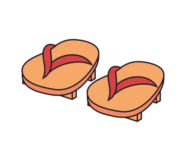 Vector illustration of japanese wooden shoes