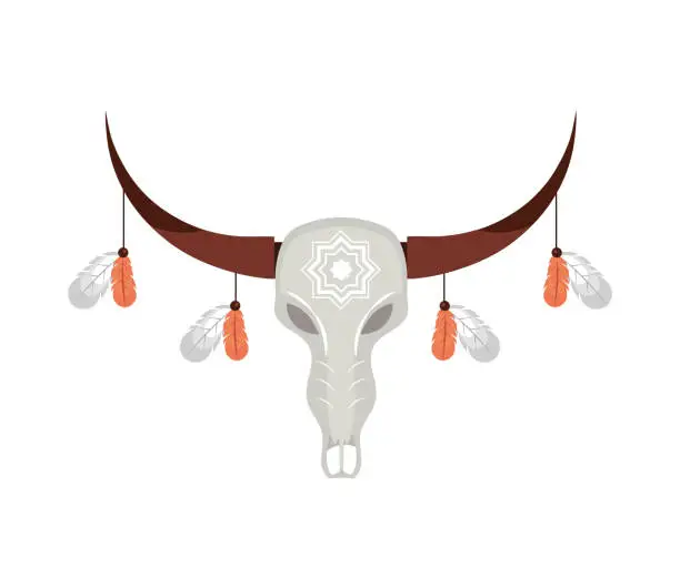 Vector illustration of bull skull boho