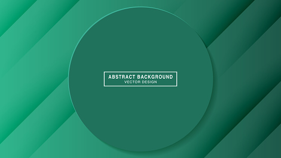 Dark green background of 3d geometric shapes with a circle plate