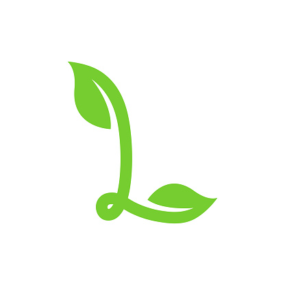 Letter L Green Leaf symbol Icon Design Symbol Template Flat Style Vector