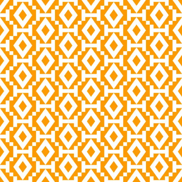 Vector illustration of Rhombuses, diamonds, lozenges, squares, checks, figures seamless pattern. Folk wallpaper. Geometric background. Ethnic ornament. Tribal motif. Geometrical ornate. Textile print, abstract vector.