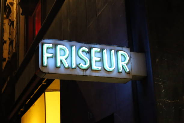 istock The word Friseur illuminated which means Barber 1890655767