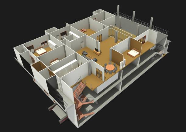 istock 3D illustration of residential project 1890698715