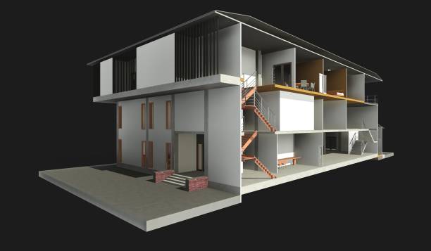istock 3D illustration of residential project 1890699225