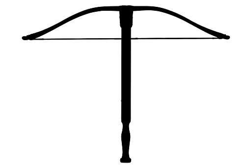 vintage crossbow black silhouette on white background