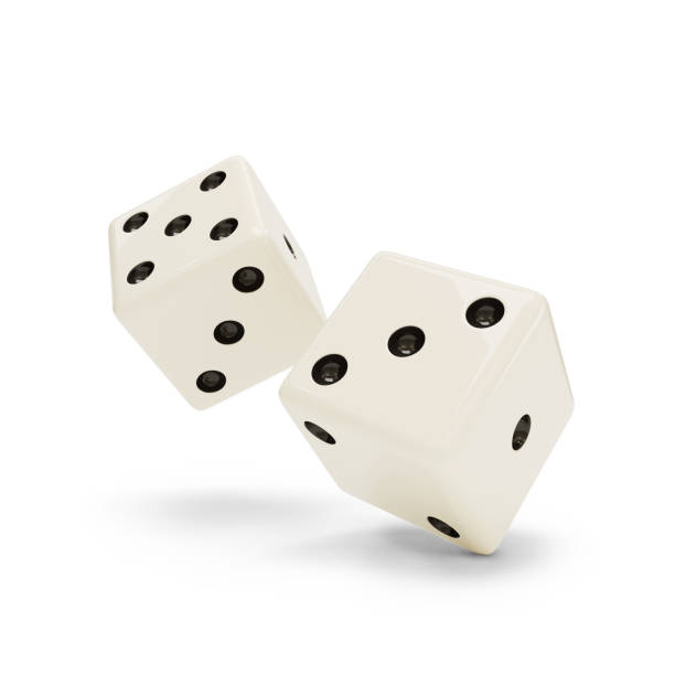 istock Closeup view of two dice isolated on white background. 3d illustration. 1890800732