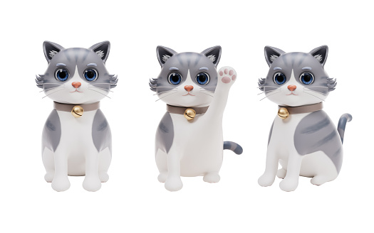 3D cartoon style cute cat, 3d rendering. 3D illustration.