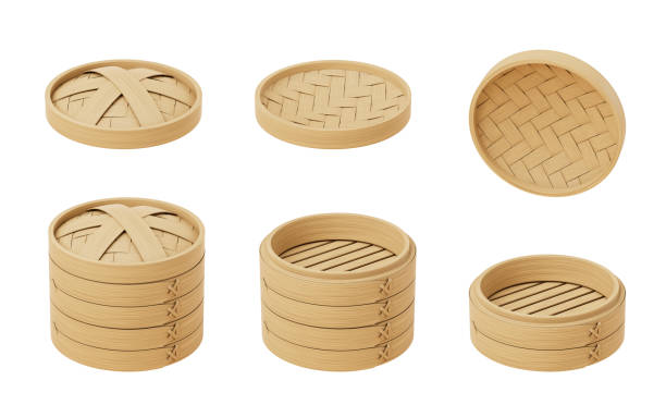 istock Chinese bamboo food steamer, 3d rendering. 1890872571