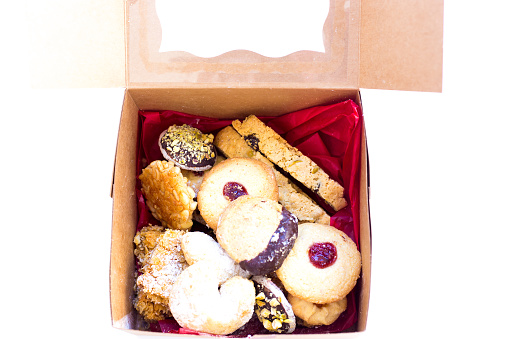 Homemade Christmas Cookies in Gift Cardboard Box
