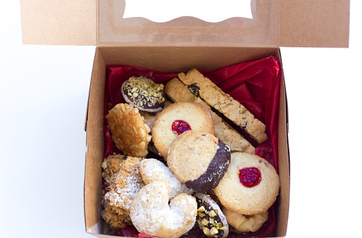 Homemade Christmas Cookies in Gift Cardboard Box
