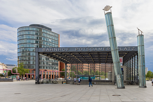 Berlin, Germany - July 24, 2023: Station building Potsdamer Platz of Berlin in Germany Europe.