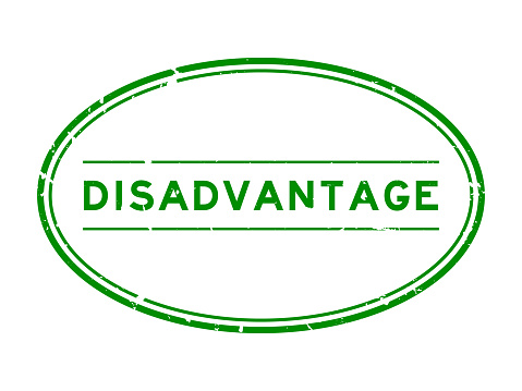 Grunge green disadvantage word rubber seal stamp on white background