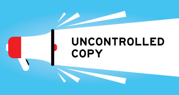 istock Color megaphone icon with word uncontrolled copy in white banner on blue background 1890954731