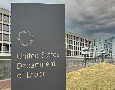 United States Department of Labor, exterior of The Francis Perkins building at 200 Constitution Avenue NW in Washington DC, USA.