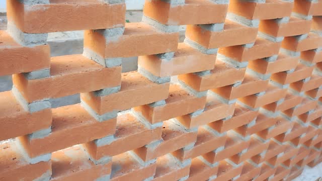 Detail of hollow brick wall after receiving application of water-based silicone waterproofing
