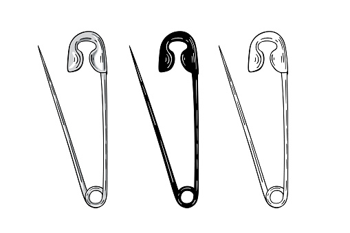 Safety pin isolated on white background. Vector illustration