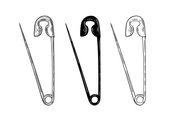 Vector illustration of Open safety pin, flat vector illustration logo icon