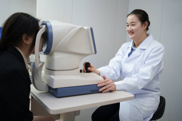 istock Ophthalmologist checks patient's vision 1891118428