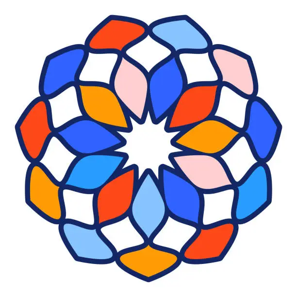 Vector illustration of Kaleidoscope colorful pattern. Stained glass window