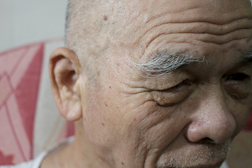Portrait shot of a senior man facial expressions