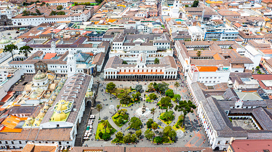 Elevated view of Plaza Grande, Quito, Ecuador