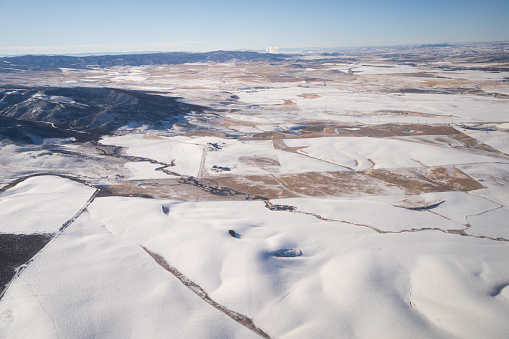 Flying over Routt County, Colorado - winter landscape
