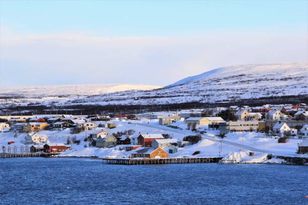 istock Norway Fjord harbour Winter Snow  tree boat 1891290749