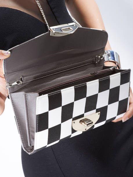 istock women cross body purse shoulder bag, black and white checked pattern 1891303635