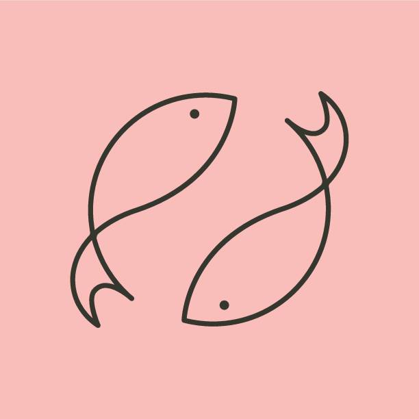 シンプルな魚の線画のロゴ ベクトル シンボル イラスト デザイン - fish fish market catch of fish market点のイラスト素材／クリップアート素材／マンガ素材／アイコン素材