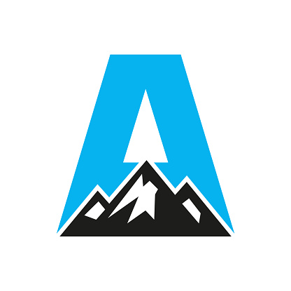 Mount Logo On Letter A, Mount Hill Symbol Vector Template